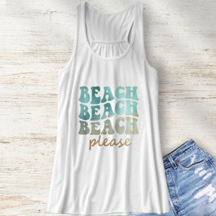 Beach Please Retro Blue and Tan Summer Singlet