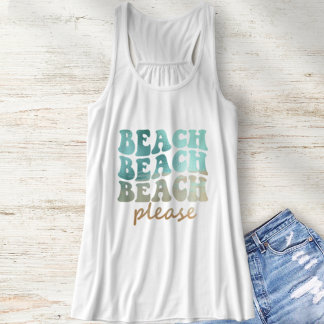 Beach Please Retro Blue and Tan Summer Singlet