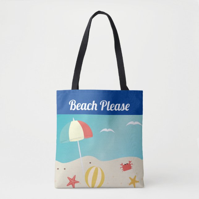 Beach Please Seaside Summer Beach Tote Bag (Front)