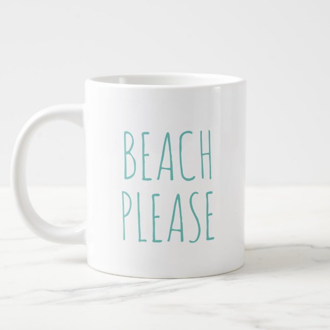 "BEACH PLEASE" Simple Modern Farmhouse Large Coffee Mug (Left)