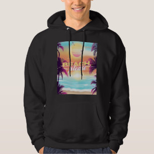 Beach Please Summer Vacation Palm Trees Sunset Bea Hoodie