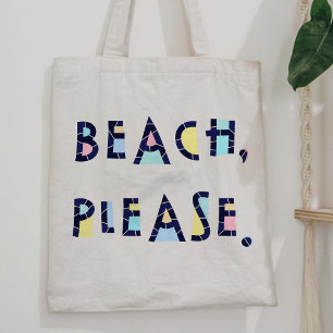 Beach Please Summer Whimsical Typography Cute Tote Bag