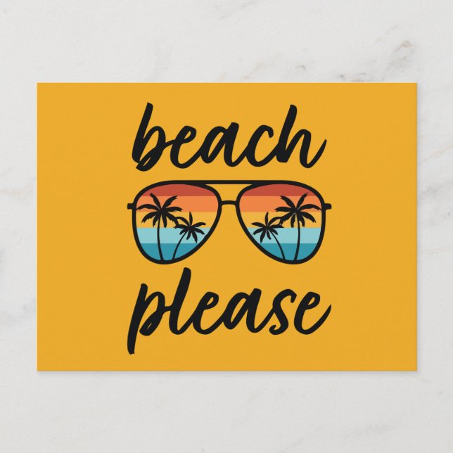 Beach please sunglasses retro holiday postcard (Front)