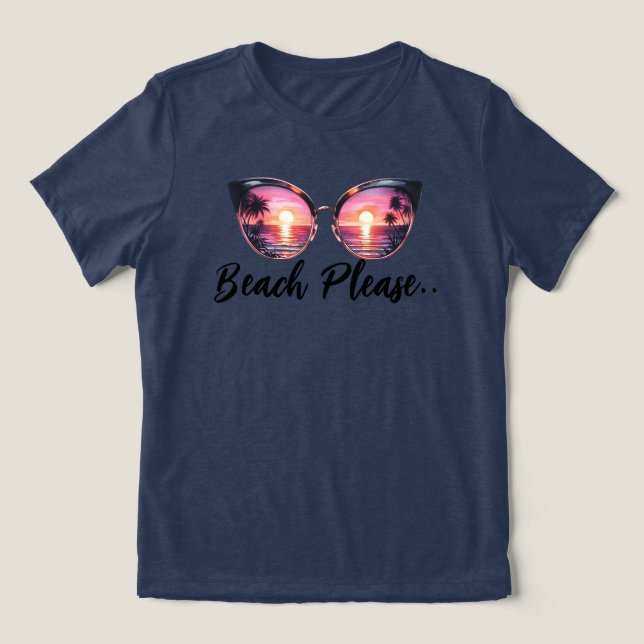 Beach Please Tri-Blend Shirt (Design Front)