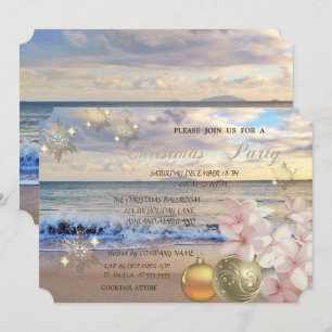 Beach,Plumeria,Christmas Balls Corporate Party Invitation