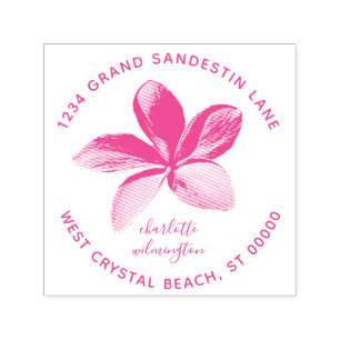 Beach Plumeria Floral Create Own Return Address Self-inking Stamp