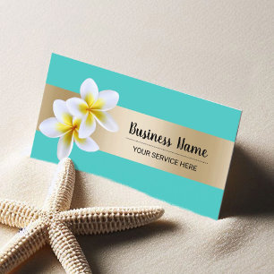 Beach Plumeria Flower Beauty Salon Spa Turquoise Business Card