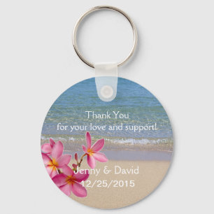 Beach Plumeria Personalised Key Ring Wedding