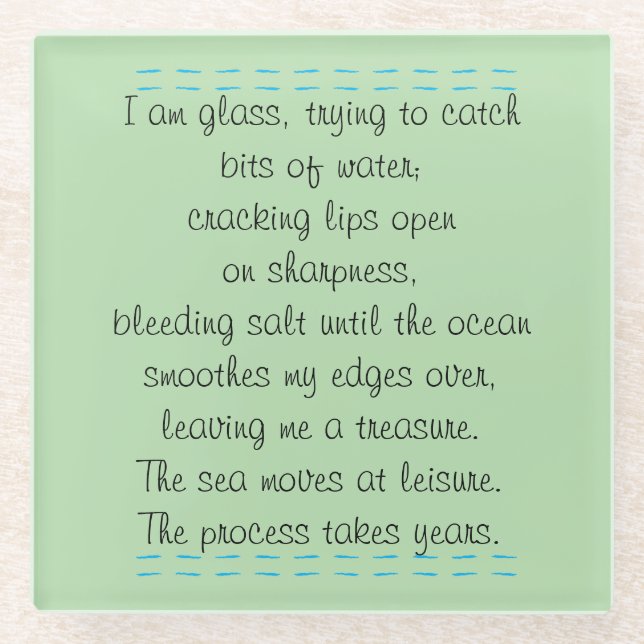 Beach Poetry Glass Coaster (Front)