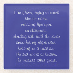 Beach Poetry Glass Coaster