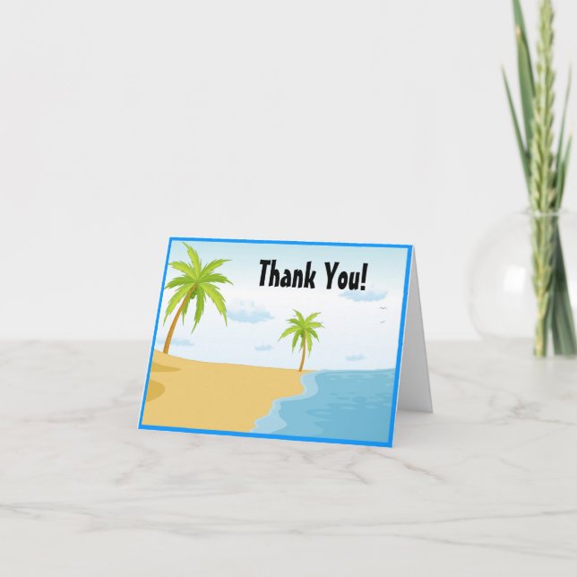 Beach Pool Party Thank You Note Card (Front)