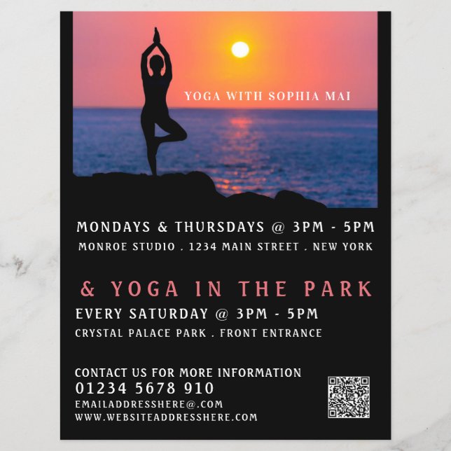 Beach Portrait, Yoga Class Advertising Flyer (Front)
