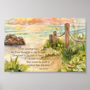 Beach Posts Sunrise-Psalm 139 Poster