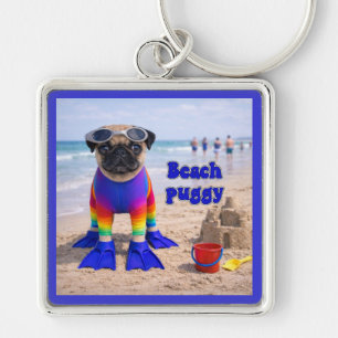 Beach Puggy Key Ring