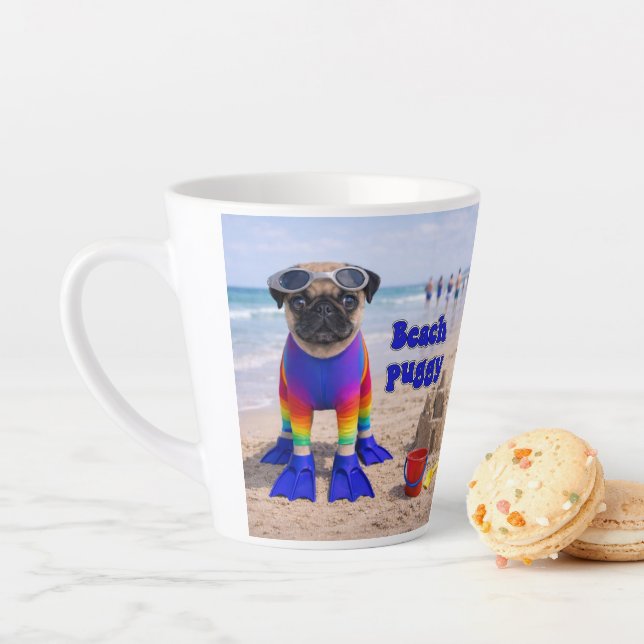 Beach Puggy Latte Mug (In Situ)