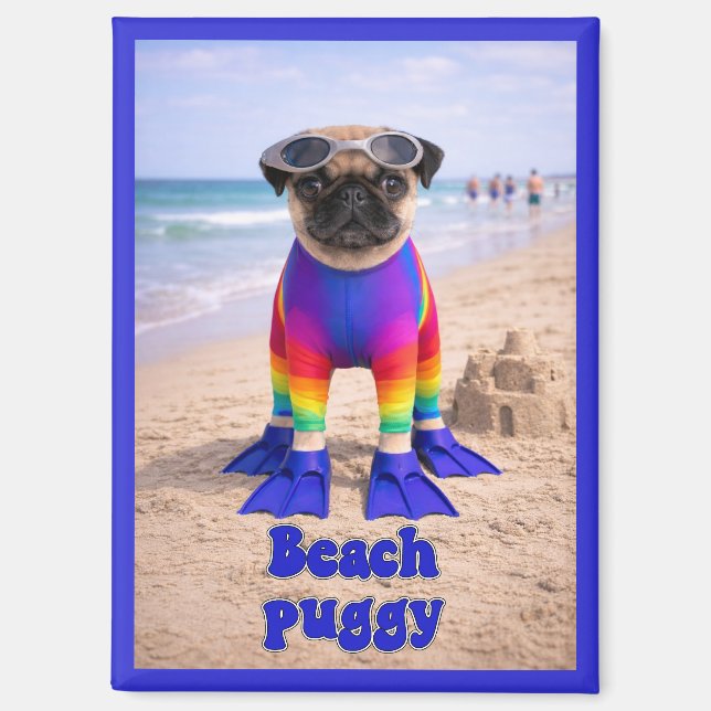 Beach Puggy Magnet (Front)