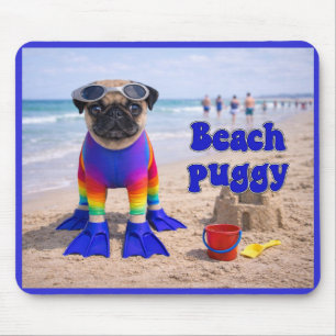 Beach Puggy Mouse Pad