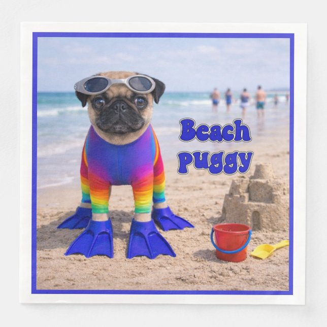 Beach Puggy Napkin (Front)