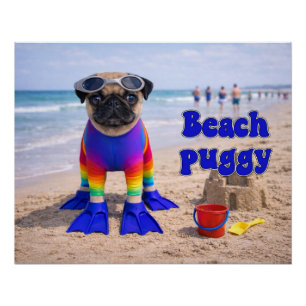 Beach Puggy Poster