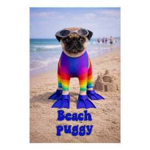Beach Puggy Poster