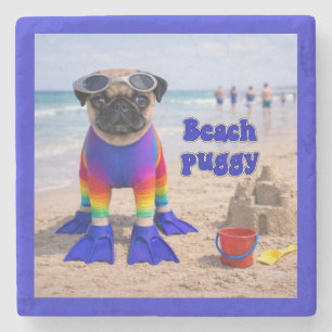 Beach Puggy Stone Coaster