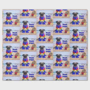 Beach Puggy Wrapping Paper