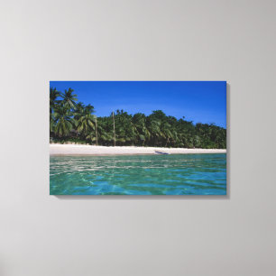 Beach, raft in a distance canvas print