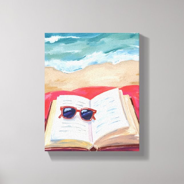 Beach Read | Ocean Waves Watercolor Painting Canvas Print (Front)
