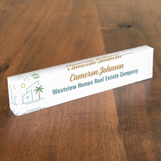 Beach Real Estate Company Custom Coastal Realtor Nameplate (Side)