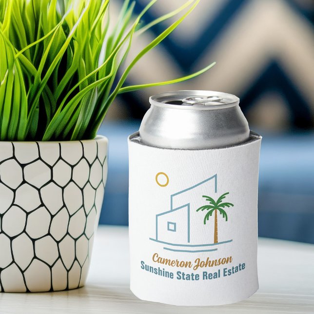 Beach Real Estate Company Cute Customisable Can Cooler (Creator Uploaded)