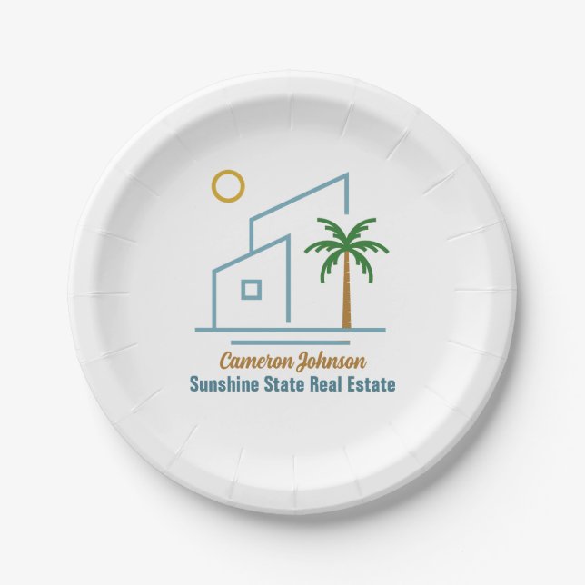 Beach Real Estate Company Cute Customisable Paper Plate (Front)