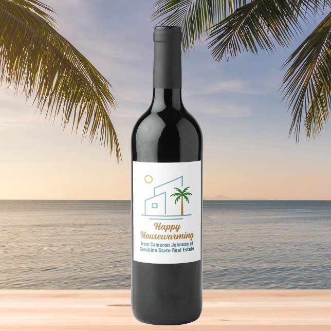 Beach Real Estate Company Cute Customisable Wine Label (Creator Uploaded)