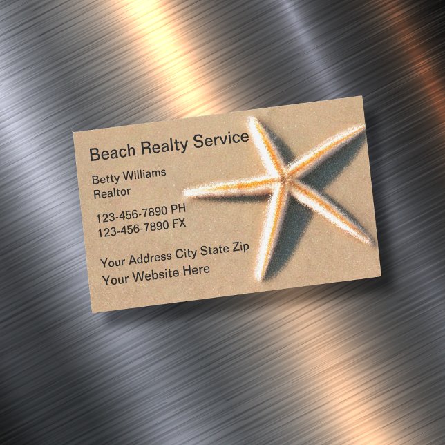 Beach Real Estate Starfish Design Magnetic Business Card (Creator Uploaded)