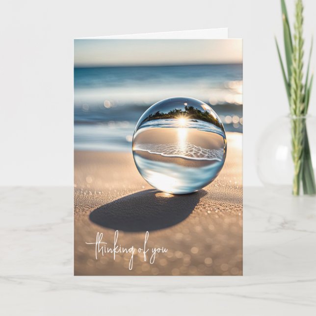 Beach Reflection In Lens Ball Card (Front)