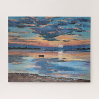 Beach Reflections, Full Moon Jigsaw Puzzle