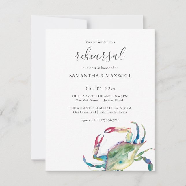Beach Rehearsal Dinner Invitation Template (Front)
