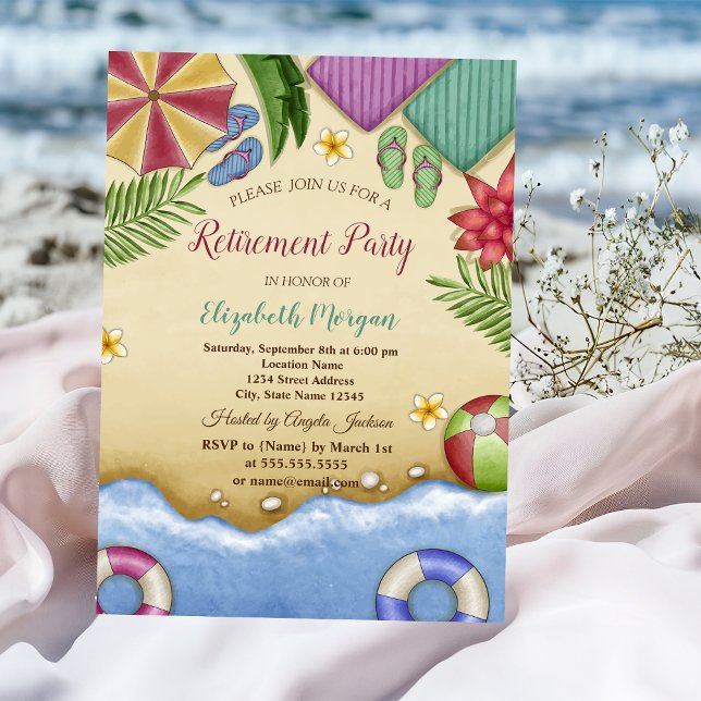 Beach Relax Summer Retirement Party Invitation (Creator Uploaded)