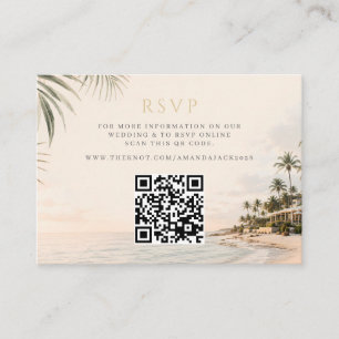 Beach Resort Destination Wedding QR Code RSVP Enclosure Card