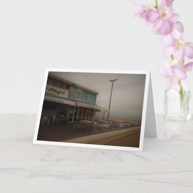 Beach Restaurant, Beach of the Malvarrosa, Spain Card (Orchid)