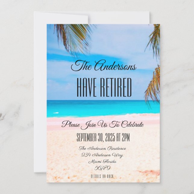 Beach Retirement Party Couple's Celebration Event Invitation (Front)