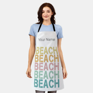 Beach Retro Lettering Vintage Holiday Summer Apron