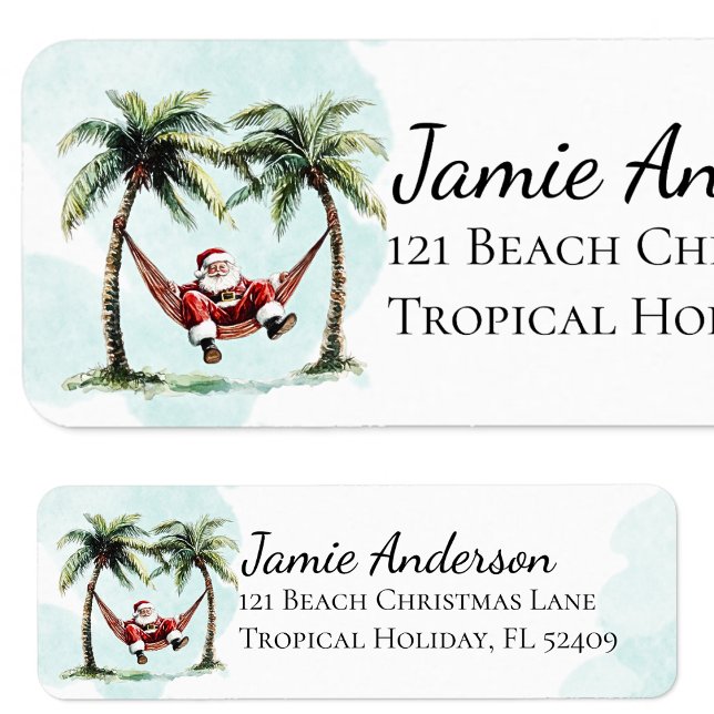 Beach Return Address Labels | Christmas Santa (Creator Uploaded)