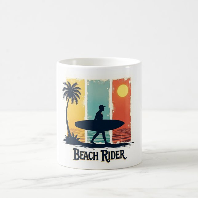 Beach Rider ☕ Retro Surfer Tropical Mug (Center)