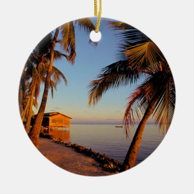 Beach Roatan Honduras Ceramic Tree Decoration (Front)