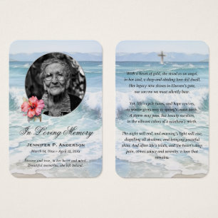 Beach Rolling Waves Hibiscus Memorial Cards