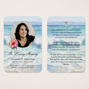 Beach Rolling Waves Hibiscus Memorial Cards