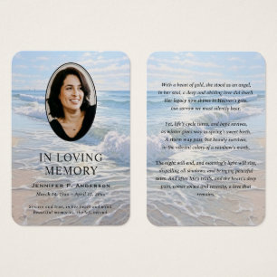 Beach Rolling Waves Photo Memorial Prayer Cards