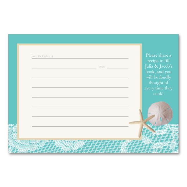 Beach Romance Aqua Recipe Card (Front)