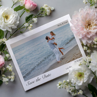 Beach Romance Border Photo Wedding Save the Date Postcard