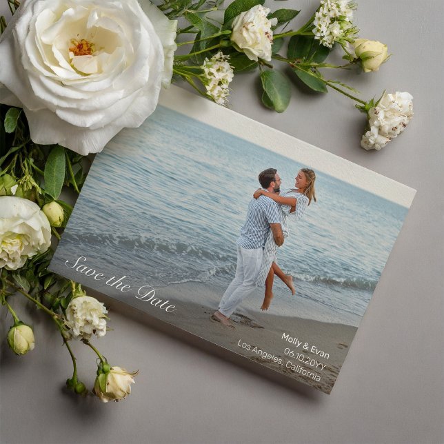 Beach Romance Photo Wedding Save the Date Magnetic Invitation (Creator Uploaded)